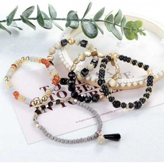 3 Sets Beaded Bracelets For Women Boho Multi-Layer Mix Beads Stackable Strand Stretch Bracelet Set For Teen Girls 3 Sets Beaded Bracelets For Women Boho Multi-Layer Mix Beads Stackable Strand Stretch Bracelet Set For Teen Girls